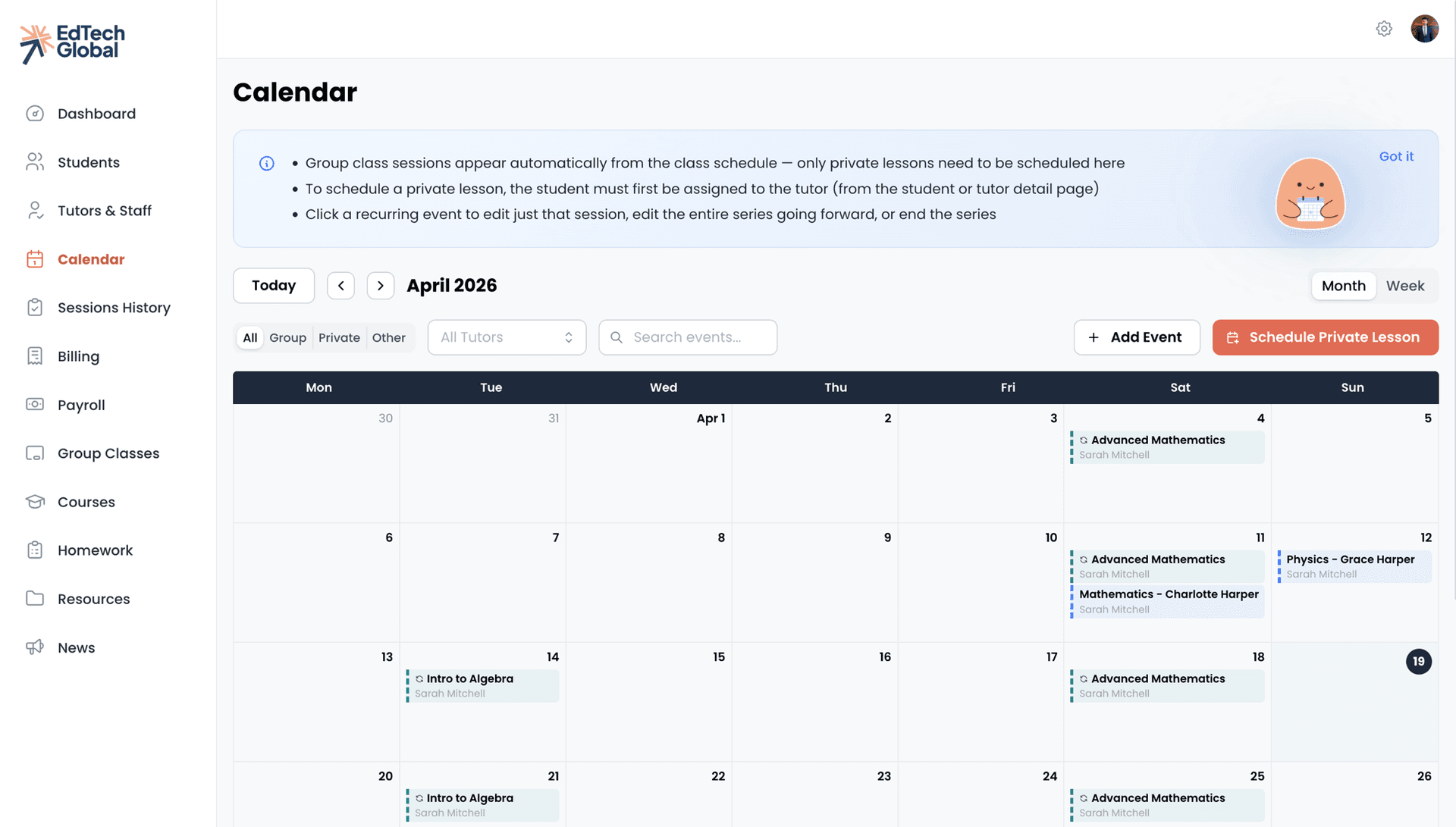 EdTech Global — Calendar