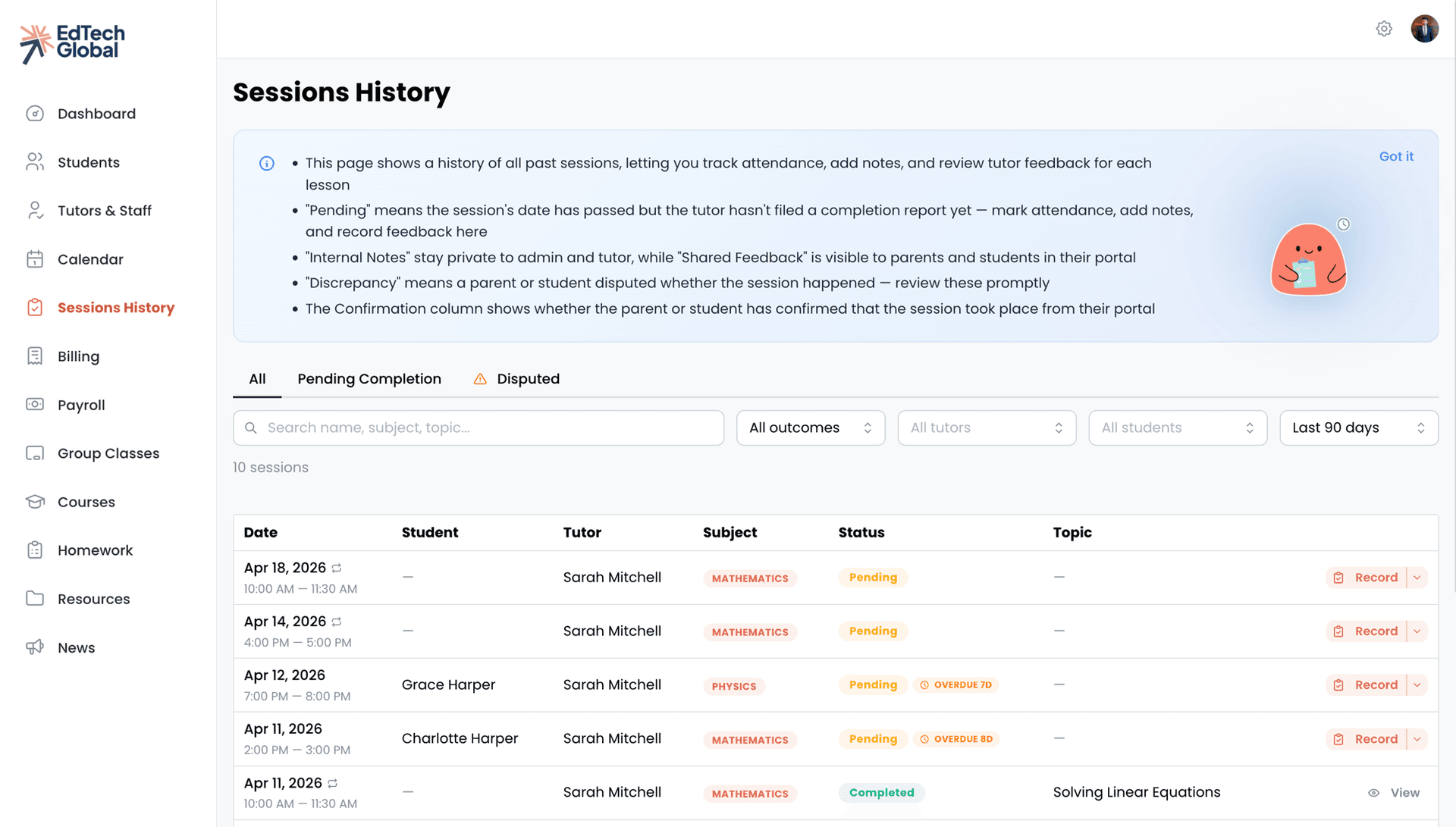 EdTech Global — Sessions History